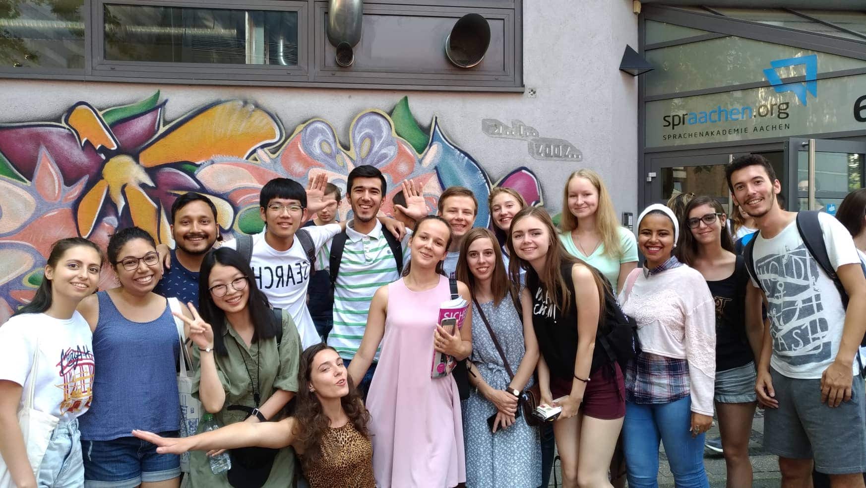Sprachschüler in Aachen im Sommer 2018