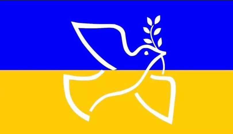 Flagge Ukraine mit Friedenstaube